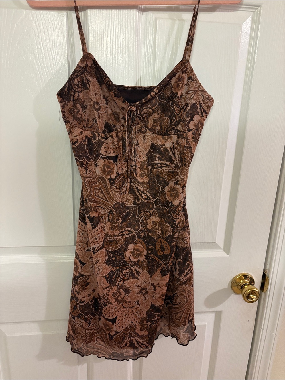 SHEIN Brown Paisley Floral Slip Dress